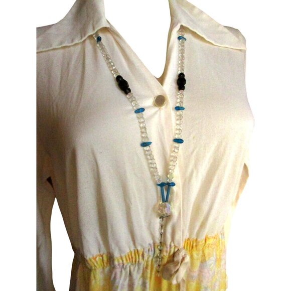 Vintage Deco Hippy Necklace Strand Colofrul Art Glass Bead Dangle Pendant 29" - Picture 1 of 7